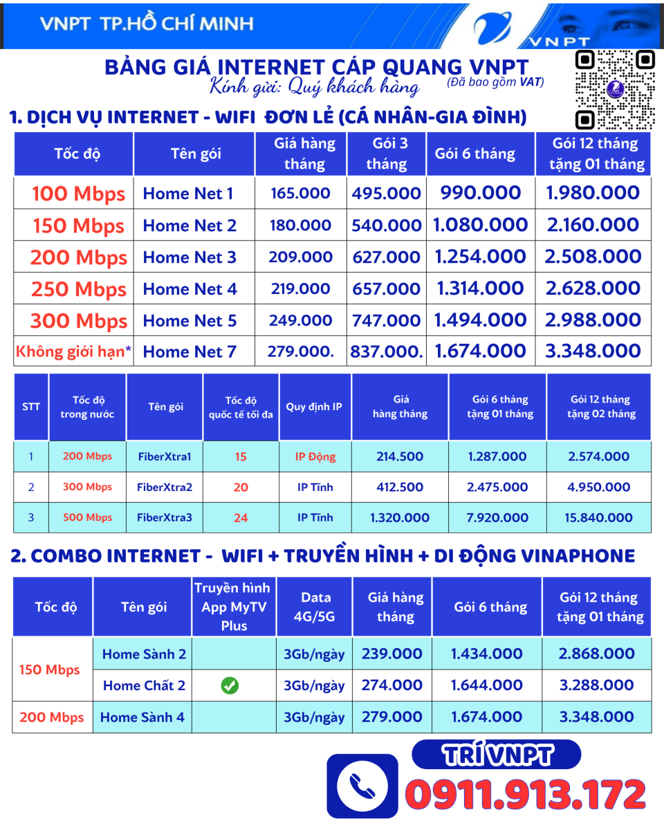 Bảng giá cước ưu đãi WIFI sinh viên