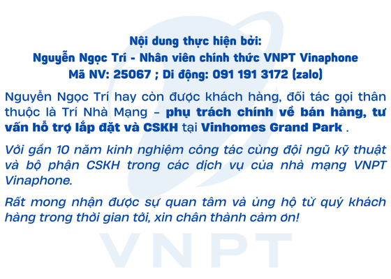 Trí nhà mạng tại vinhomes